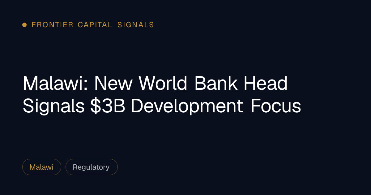 Malawi: New World Bank Head Signals $3B Development Focus